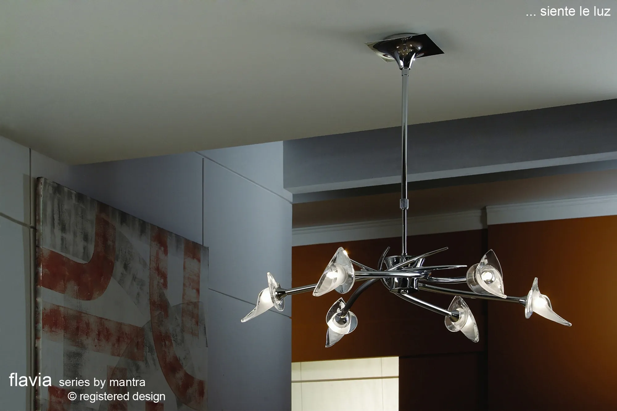 Flavia Black Chrome Ceiling Lights Mantra Multi Arm Fittings